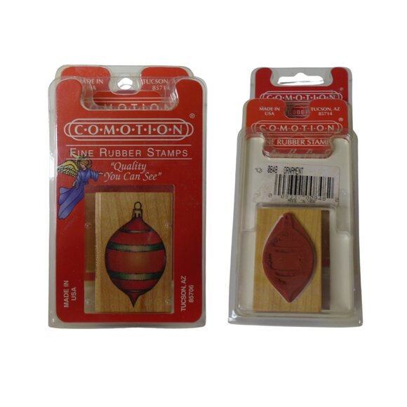 Vintage COMOTION Rubber Stamps Christmas Set of 4 New Made in USA - Picture 2 of 5